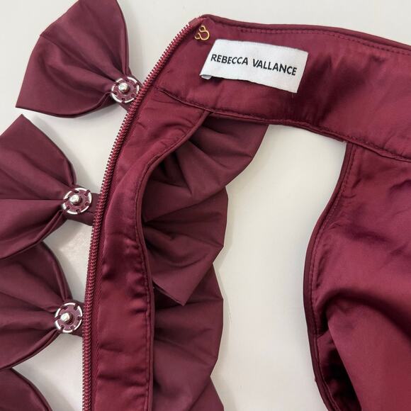 Rebecca Vallance Zelda Bow-Detailed Sequined Midi Dress Red US 4 - Picture 11 of 13